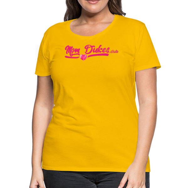 Mom Dukes.Club Women’s Premium T-Shirt (Pink Letters) - sun yellow