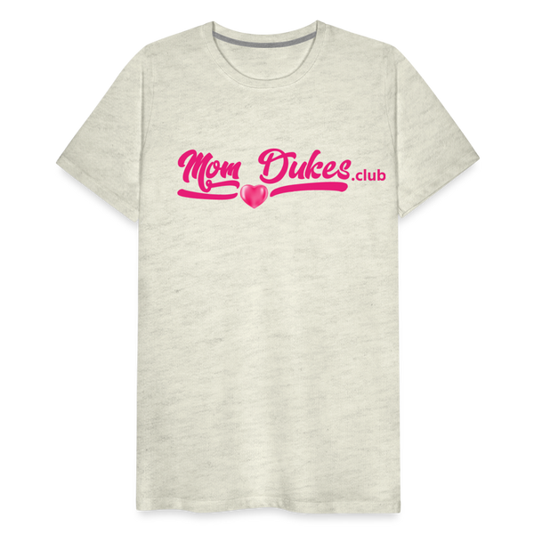 MomDukes.Club Men's Premium T-Shirt UNISEX (Pink Letters) - heather oatmeal