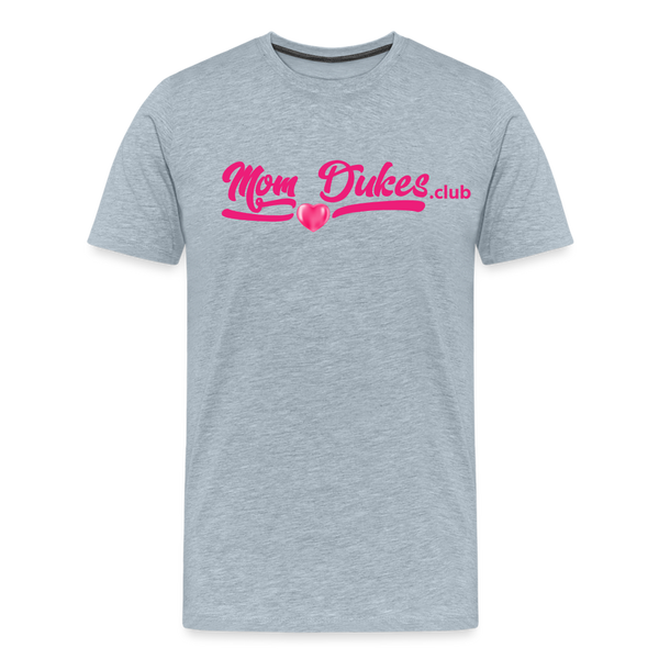 MomDukes.Club Men's Premium T-Shirt UNISEX (Pink Letters) - heather ice blue