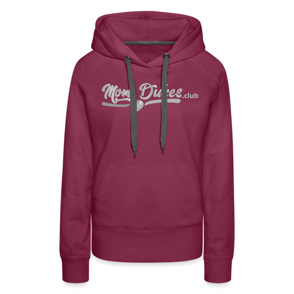 Mom Dukes Women’s Premium Hoodie (Silver Letters) - burgundy