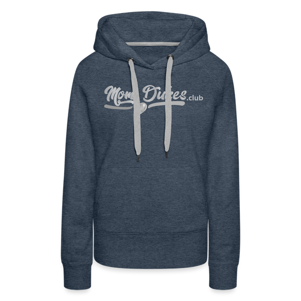 Mom Dukes Women’s Premium Hoodie (Silver Letters) - heather denim