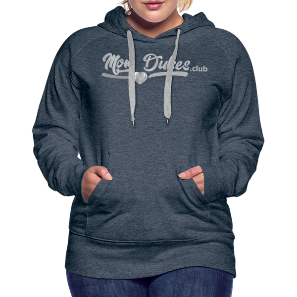 Mom Dukes Women’s Premium Hoodie (Silver Letters) - heather denim