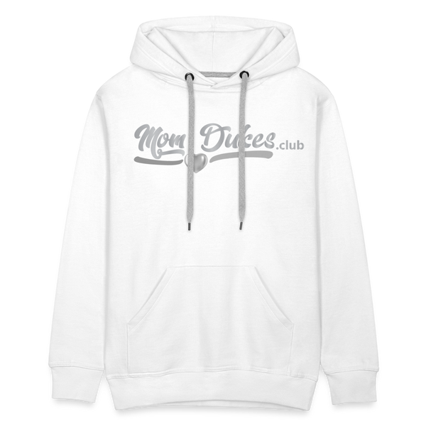 Mom Dukes MENS UNISEX Premium Hoodie (Silver Letters) - white